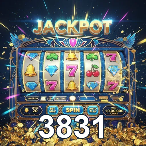 Imagem de uma máquina de caça-níqueis do site 3831, chamada Slots06, com cores vibrantes e símbolos clássicos de jogos d